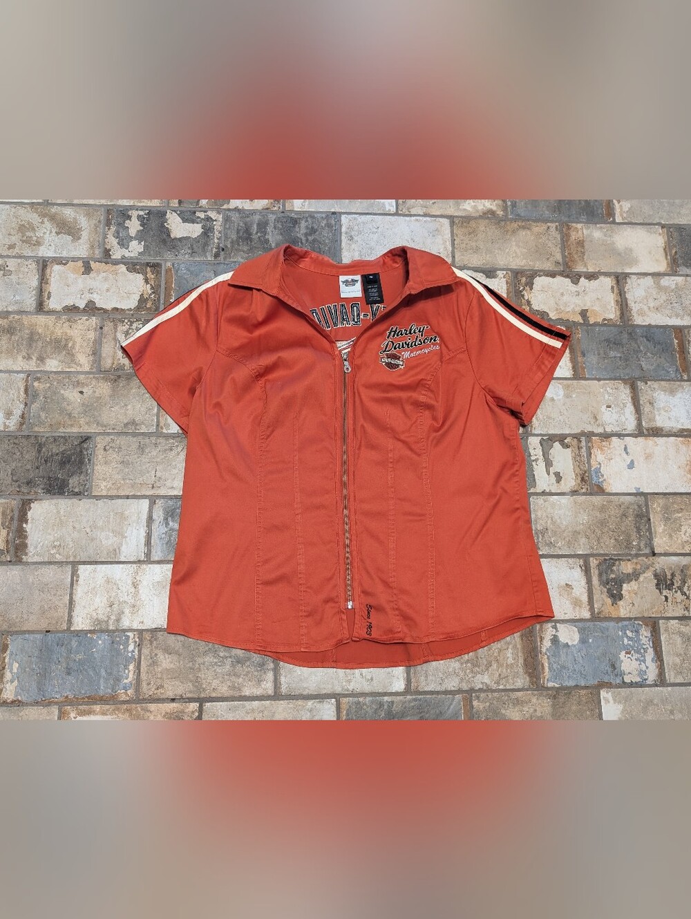 Harley-Davidson Genuine MotorClothes Orange Full-Zip Garage Mechanic Shirt 1x